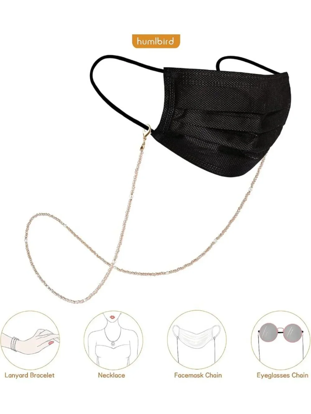 Stylish Crystal Beaded Eyeglasses Chain with Pearl - Mask Lanyard for Women